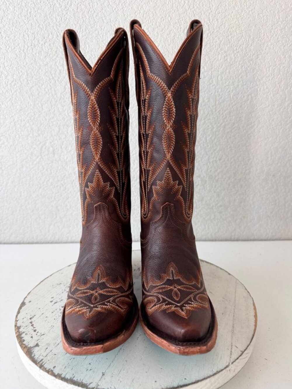 Lane LEXINGTON Cognac Brown Cowboy Boots Womens 6.5 Western Cowgirl Mid Calf - Picture 5 of 11